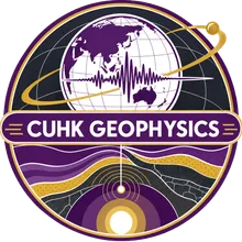 Geophysics Laboratory emblem: a globe with a seismogram trace above a cross-section of the Earth's crust